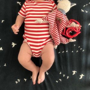 Red and white stripe Primary bodysuit romper